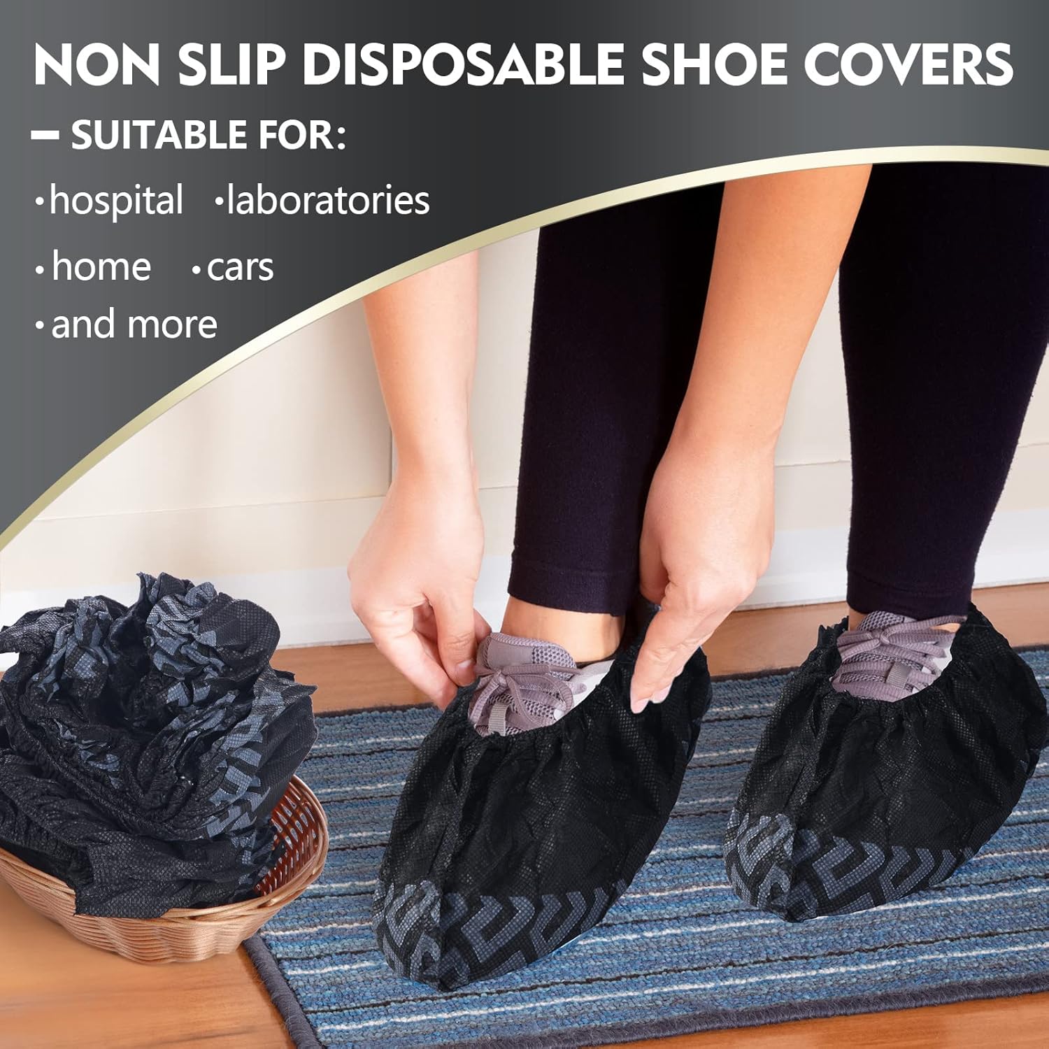 Zhanmai 300 Pack Disposable Shoe Covers Non Slip Disposable Large Foot Booties Shoe Covers for