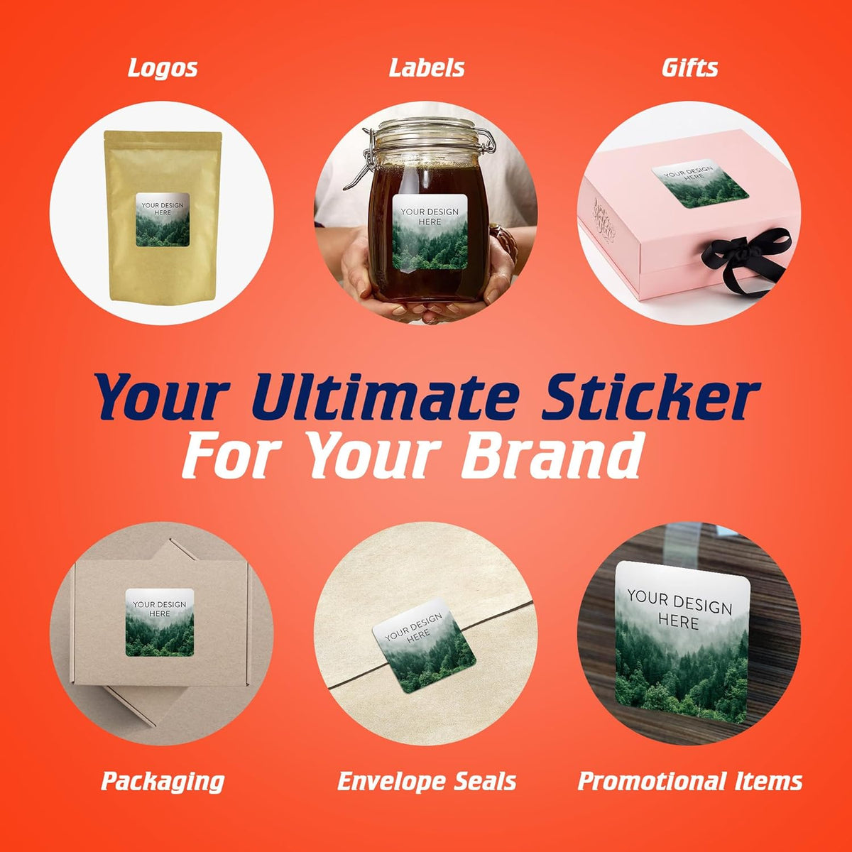 100 Custom Vinyl Stickers - Upload Your own Image, Text, Design, Logo - Personalized Logo Labels