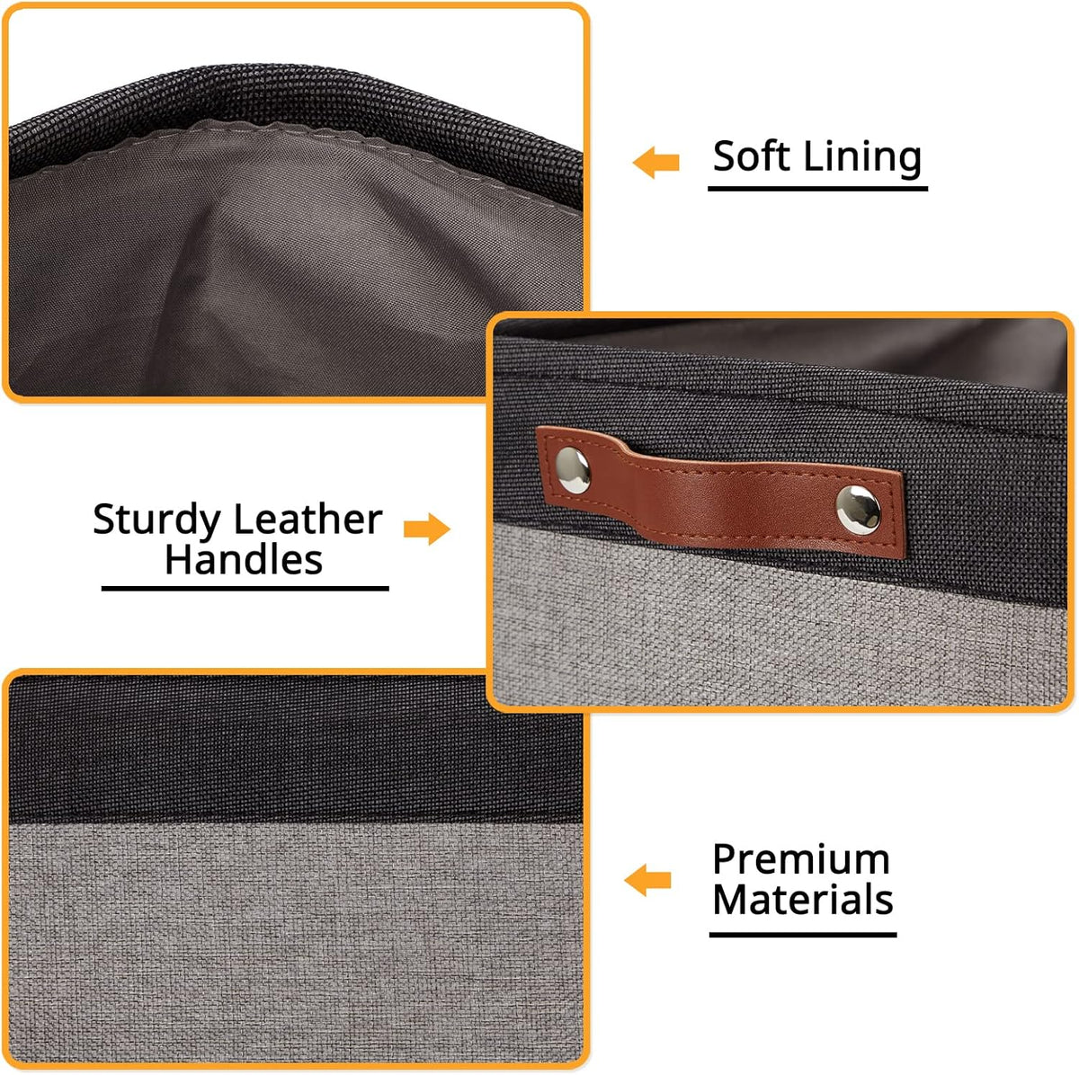 DULLEMELO Storage Bins 16"x12"x12" With Leather Handles for Organizing,Decorative Collapsible