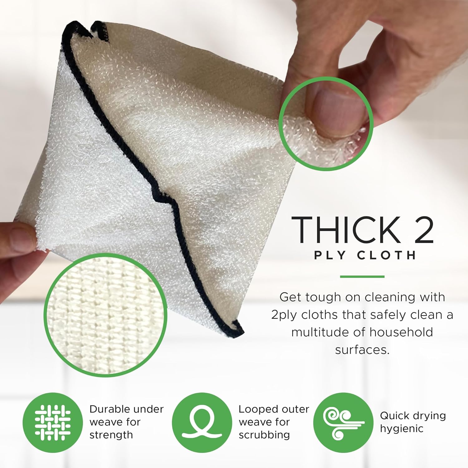 Whiffkitch Dishcloths Dishrags for Kitchen and Household Cleaning 9x9 6-Pack Non-Scratch 2-Ply