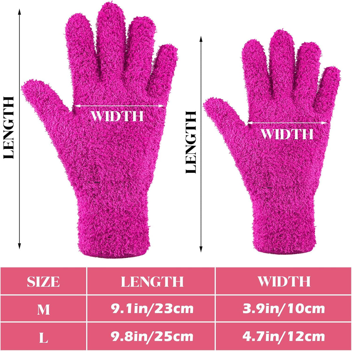 Bencailor 4 Pairs Microfiber Dusting Gloves Washable Reusable Cleaning Gloves Mittens for Plants