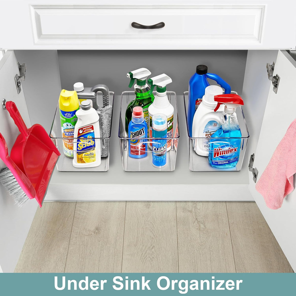 Sorbus 2 Pack Large Clear Plastic Storage Bins, Clear Organizer Bins with Handle for Kitchen