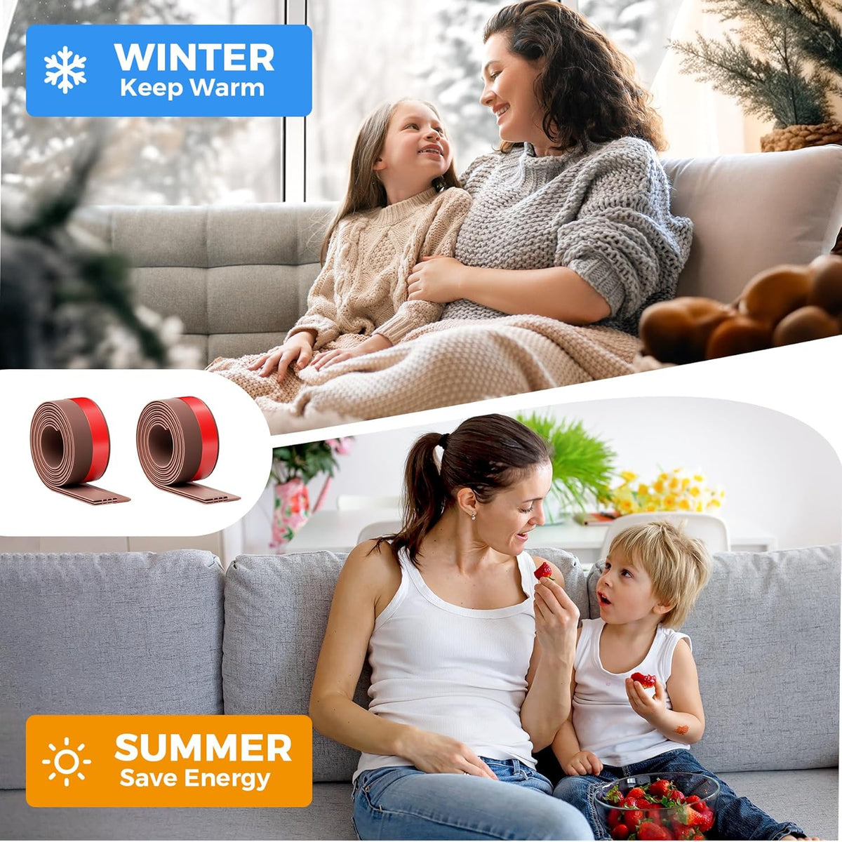 GroTheory 2 Pack Door Draft Stopper, Under Door Draft Blocker, Soundproof Door Sweep Weather