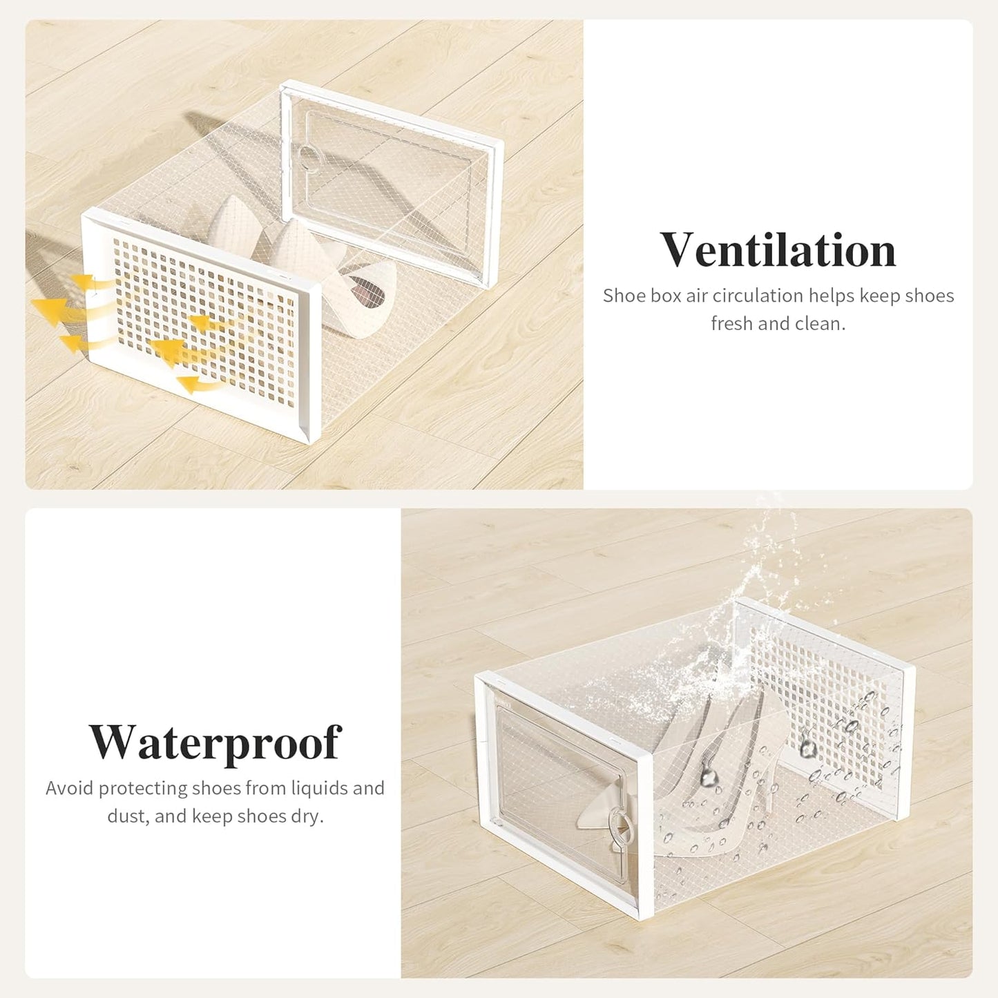 Kuject X-Large Shoe Storage Boxes Organizers Clear Plastic Stackable 12 Pack, Shoe Rack & Holder