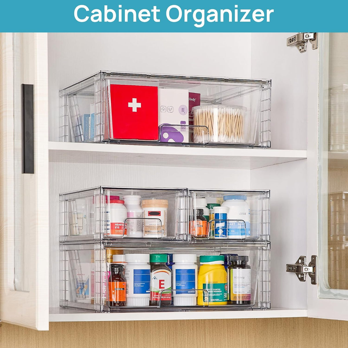 Vtopmart Clear Stackable Storage Drawers Set of 6, Easily Assemble Acrylic Bathroom Undersink