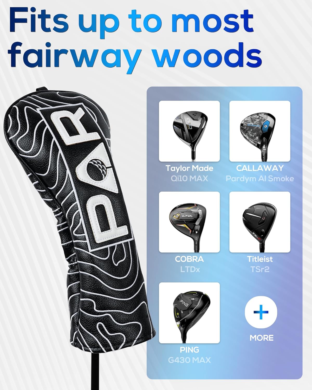 Big Teeth Golf Club Covers Full Set Driver Headcover Fairway Wood Hybrid Golf Club Iron Head