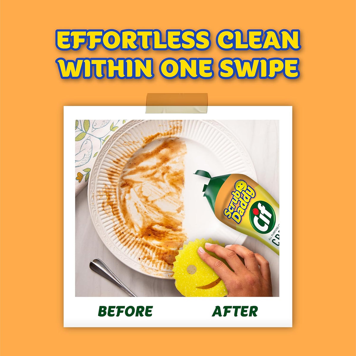 Scrub Daddy Sponges & Cif All Purpose Cleaner, Lemon - Non Scratch Sponges for Kitchen + Bathroom