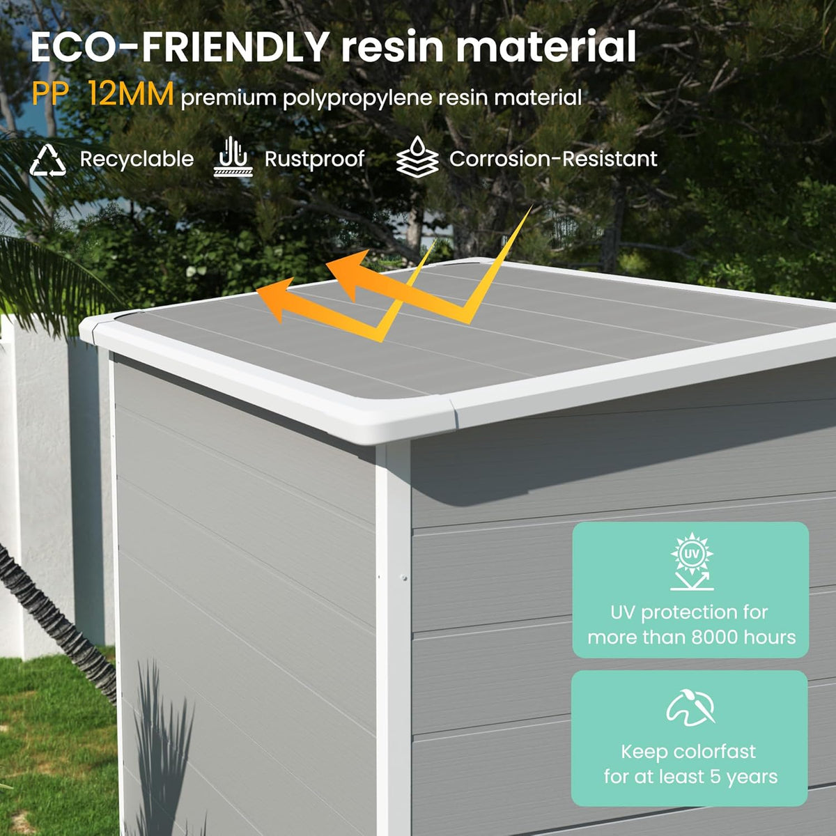 UDPATIO Outdoor Storage Shed 5x3 FT, Plastic Garden Shed for Bike, Garbage Can, Tool, Outside Sheds