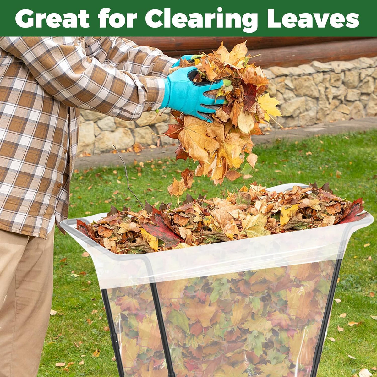 2PCS Outdoor Trash Bag Holder Metal Garden Trash Bag Holder for Yard Waste Stand Holds 30-45