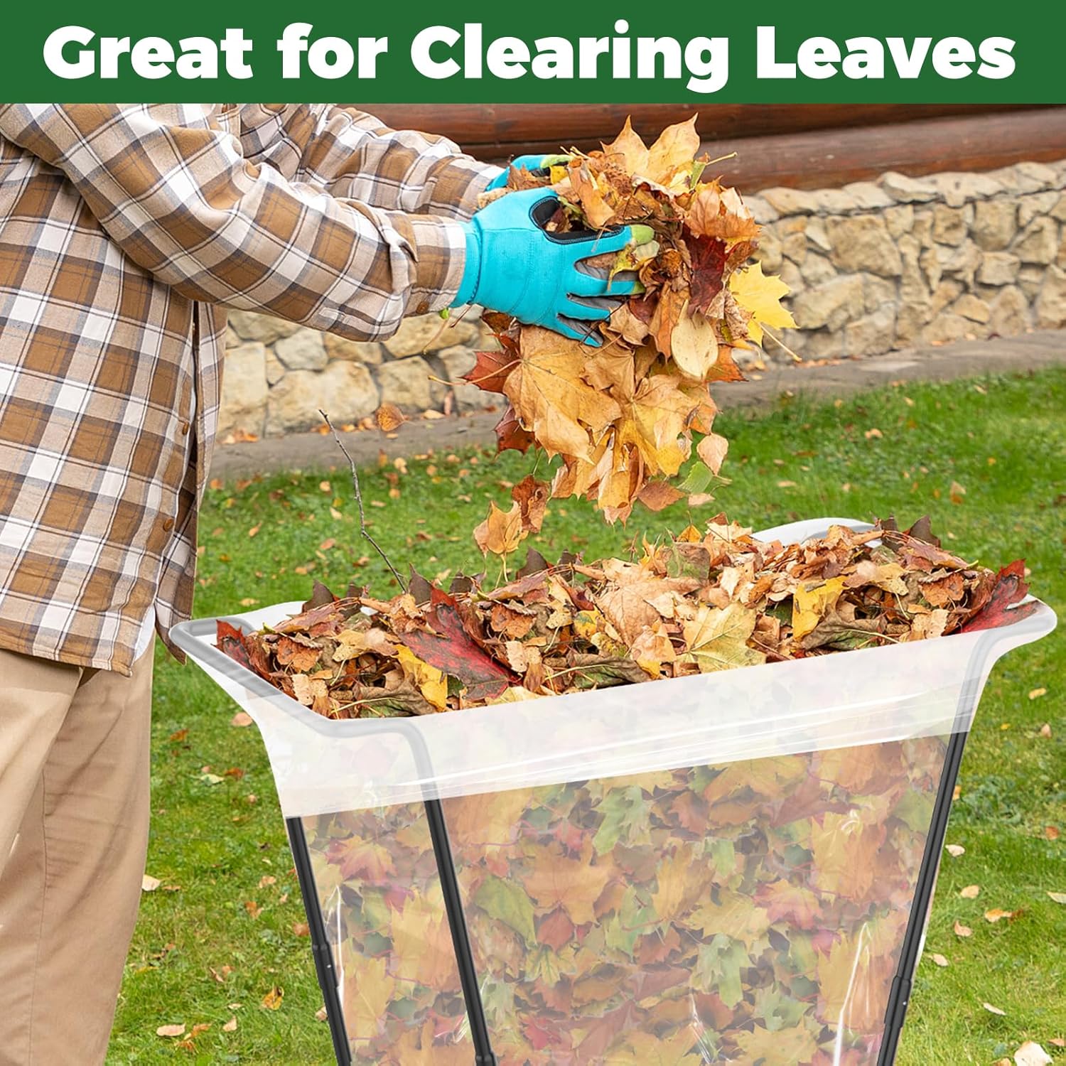 2PCS Outdoor Trash Bag Holder Metal Garden Trash Bag Holder for Yard Waste Stand Holds 30-45