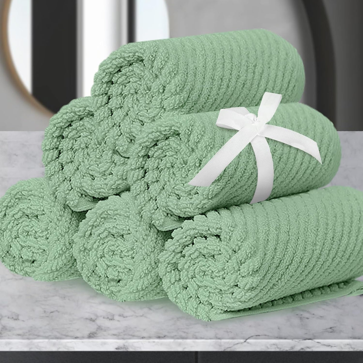 VOOVA & MOVAS Face Towels, 6PC 13"x13" - 100% Cotton | Quick Dry | Thick | Soft | Light Weight |