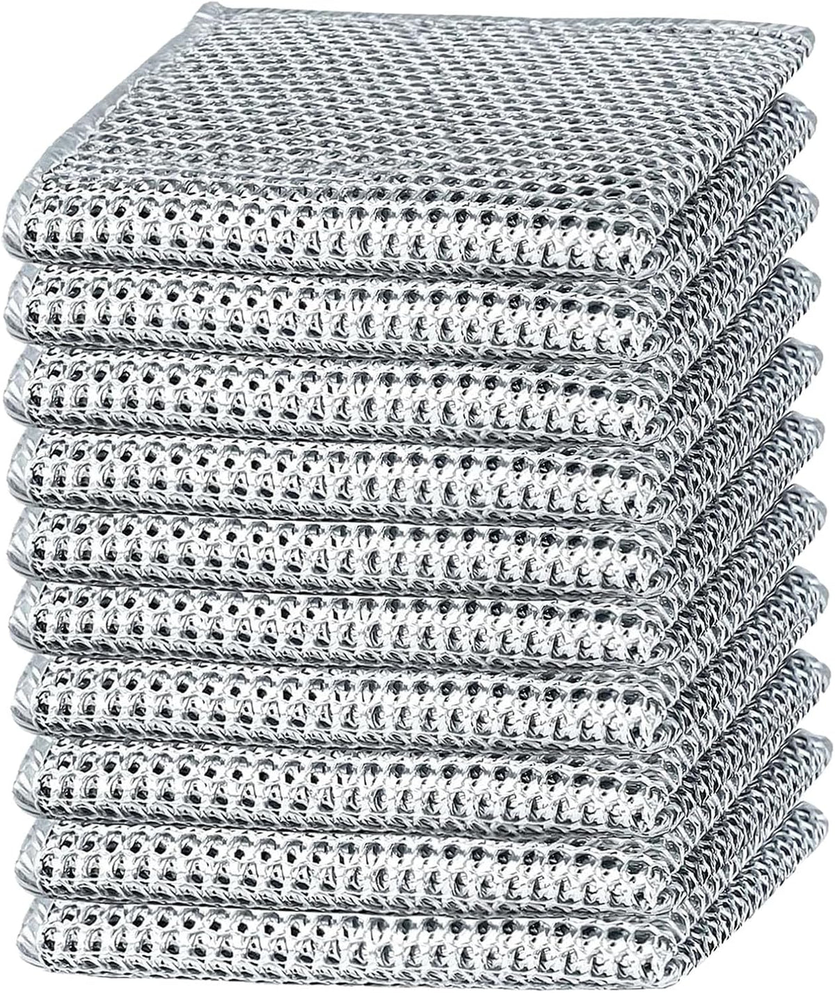 10PCS Double Wet and Dry Wire Dishcloth, Stainless Steel Scrubber, Multi-Purpose Wire Miracle