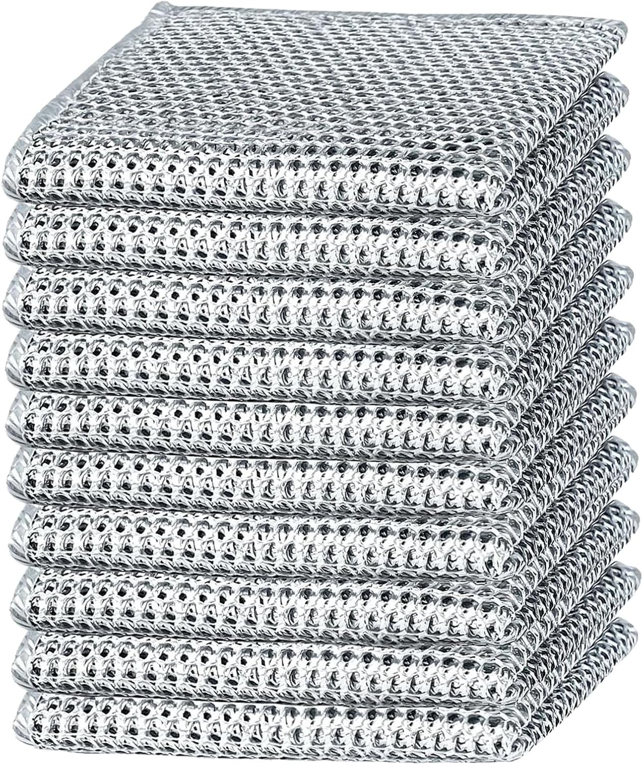 10PCS Double Wet and Dry Wire Dishcloth, Stainless Steel Scrubber, Multi-Purpose Wire Miracle