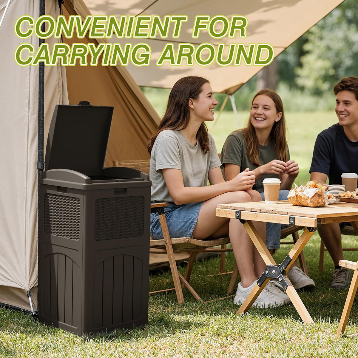 Greesum 33 Gallon Outdoor Trash Can with Lid (2-Pack), Heavy Duty Resin Garbage Bin, Waterproof &