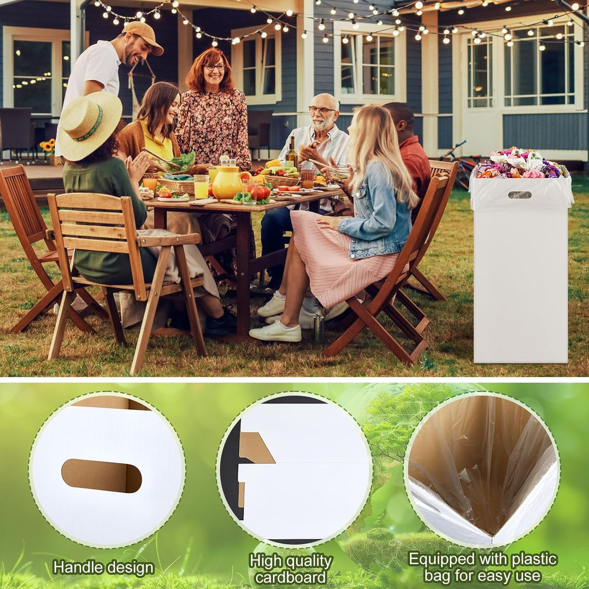 10 Pack 30 Gallon Corrugated Cardboard Trash Cans Bulk for Events Parties Disposable and Reusable