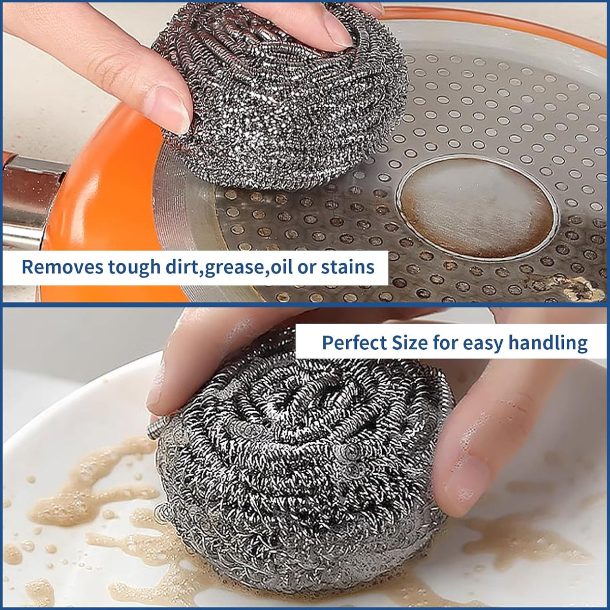 Stainless Steel Scrubber Scrubbing Scouring Pad Sponges Clean Pot Pan and Steel Wool for Kitchen
