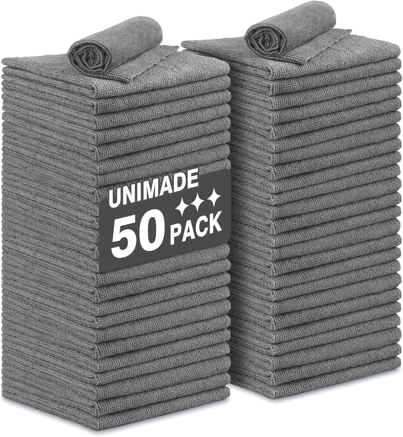 Microfiber Cleaning Cloth, 50 Pack Microfiber Towels for Cars Reusable Shop Rags Bulk Lint Free