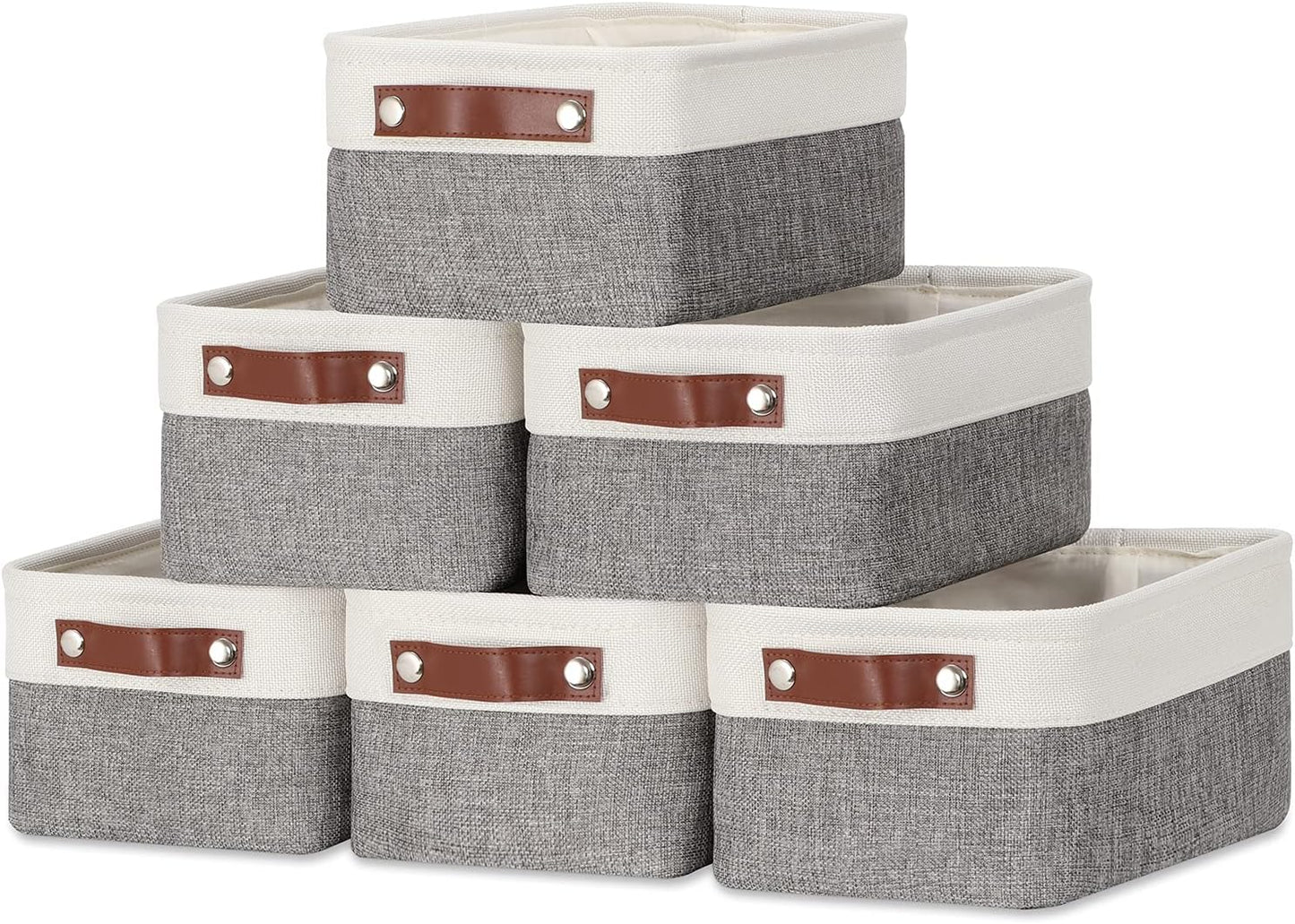 DULLEMELO Small Storage Baskets 6 Pack, Fabric Collapsible Gift Storage Baskets for Shelves