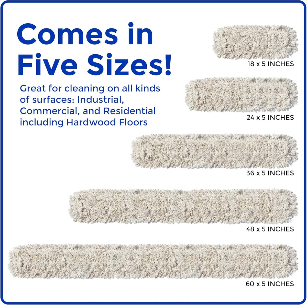 Nine Forty Industrial-Grade 24x5 Cotton Dust Mop Head Refills, Perfect Replacement for Busy Home