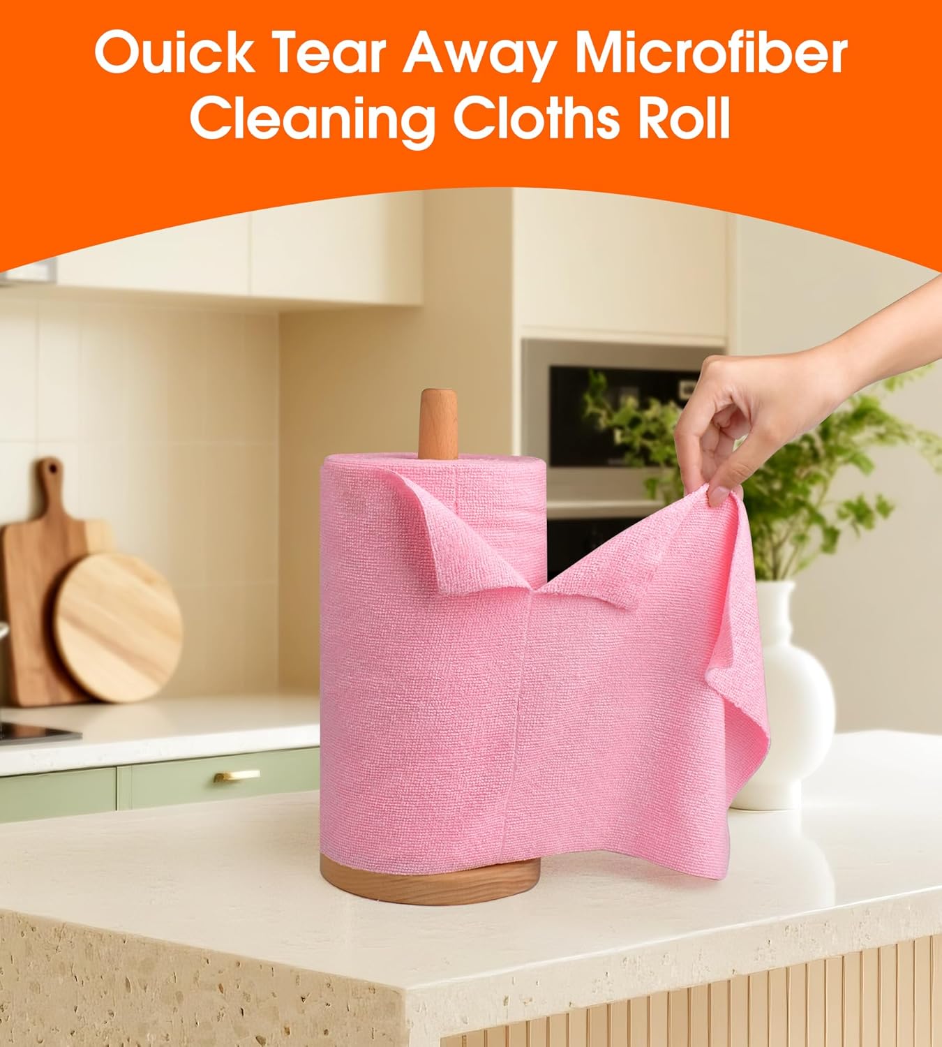 Roll of Microfiber Cleaning Cloth –100 Pack, Tear Away Microfiber Towels, Reusable, Washable