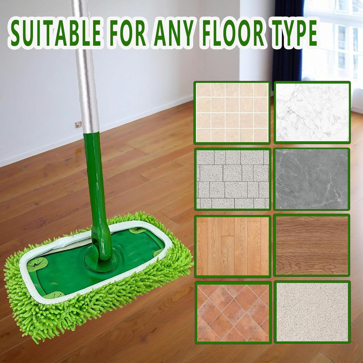 8PCS Reusable Microfiber Mop Pads Washable Wet Pads Compatible with Swiffer Sweeper Refills Pads