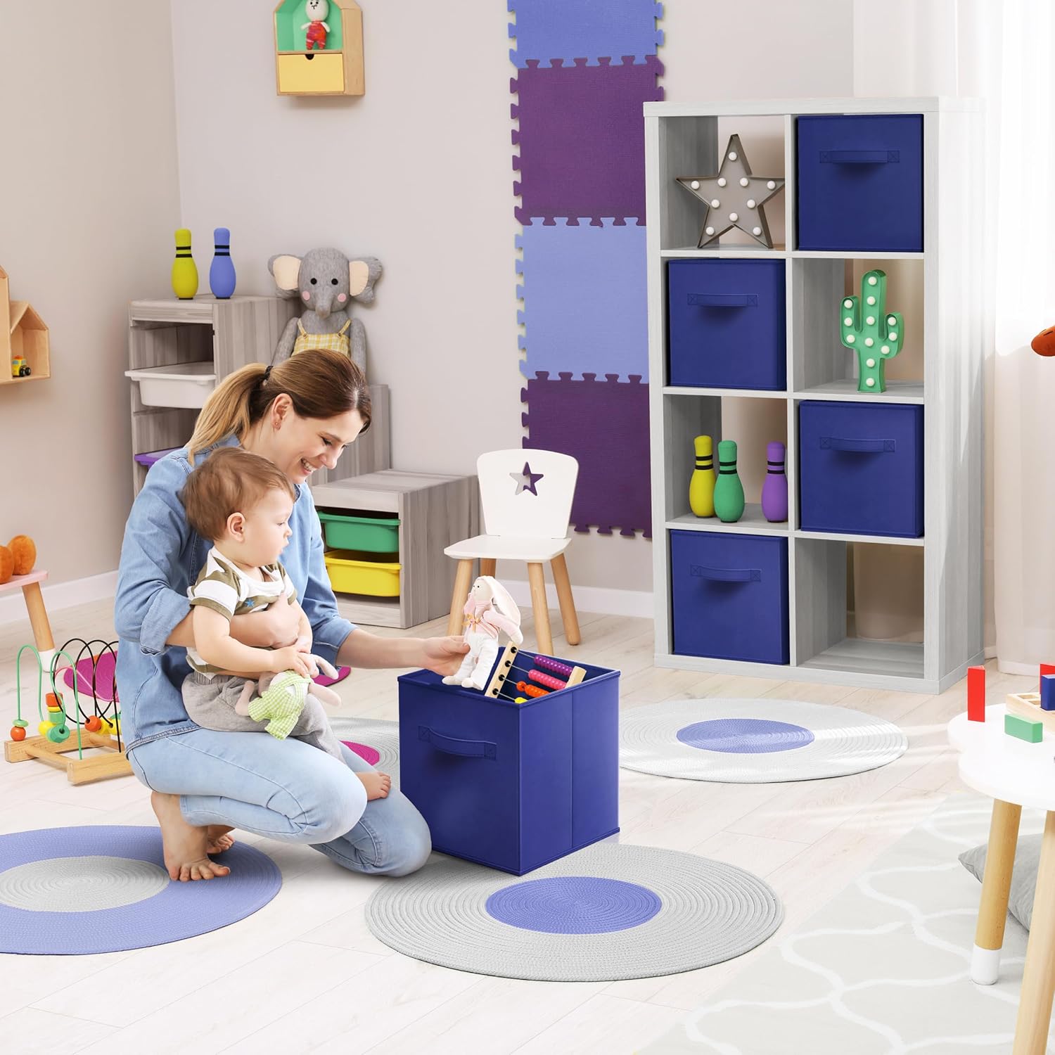 Sorbus Fabric Storage Cubes - 8 Foldable Storage Bins for Organizing Pantry, Cubbies, Toy Box