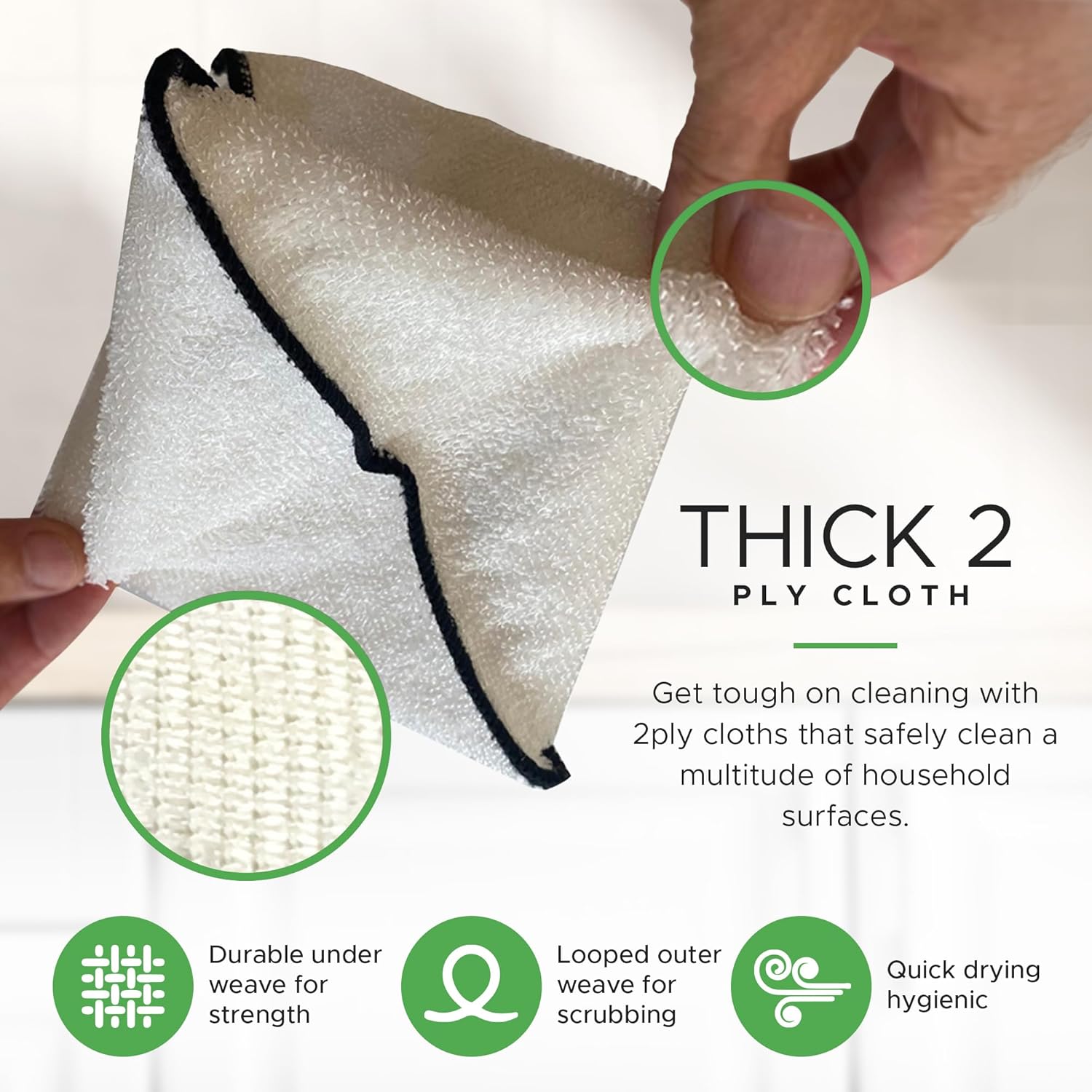Whiffkitch Dishcloths Dishrags for Kitchen and Household Cleaning 6x7 6-Pack Non-Scratch 2-Ply