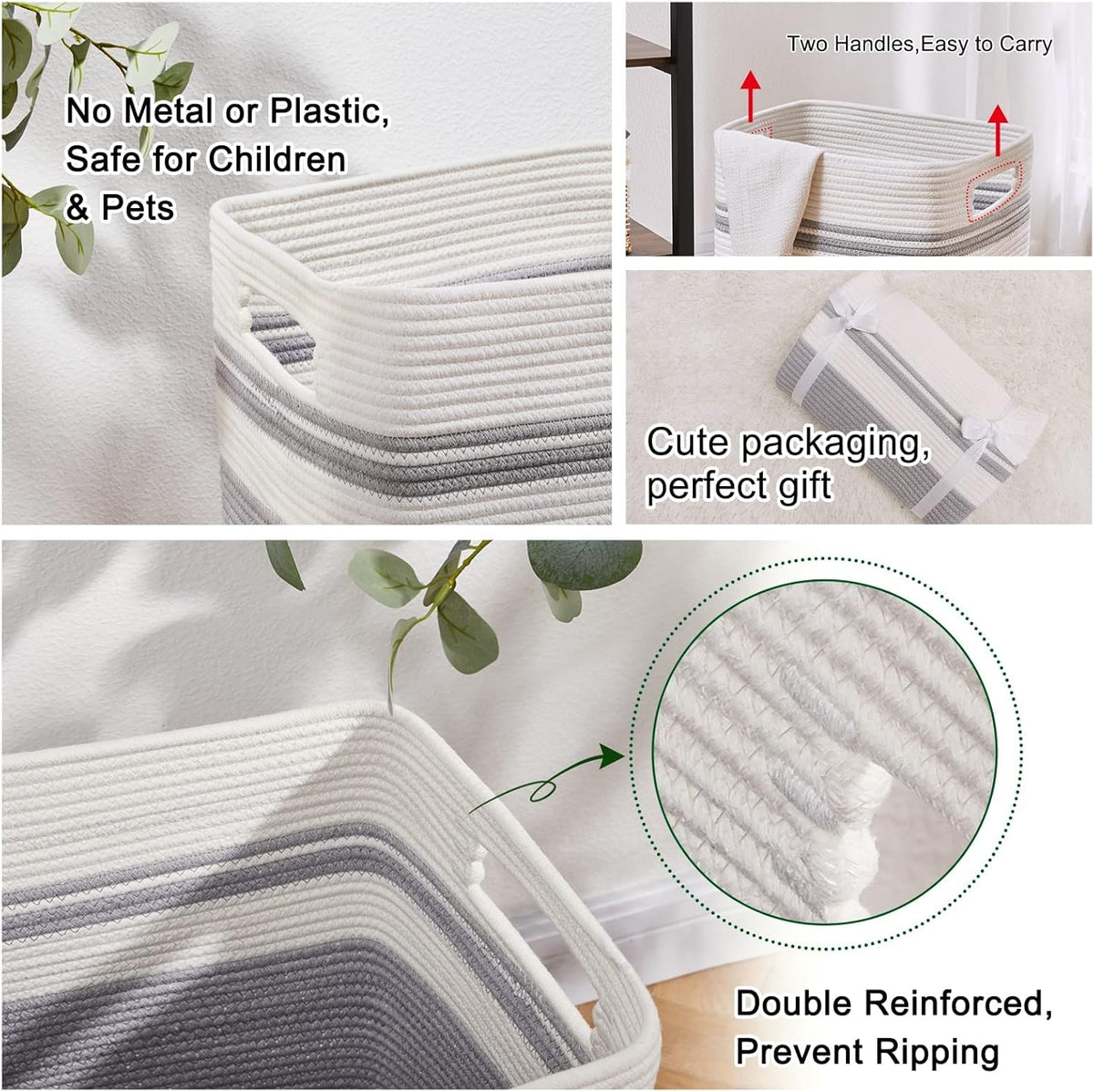 OIAHOMY 91L Laundry Hamper, XXXLarge Laundry Basket, Collapsible Cotton Rope Basket,Woven Storage