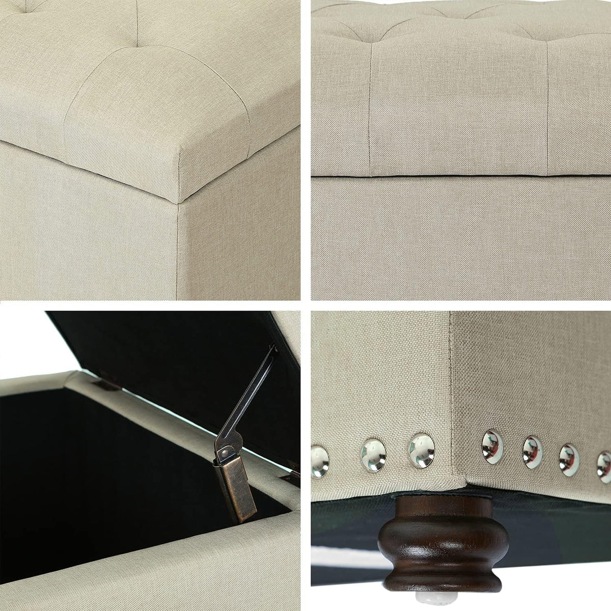 Joveco Storage Ottoman Bench Rectangular Fabric Organization Tufted Footrest for Living Room