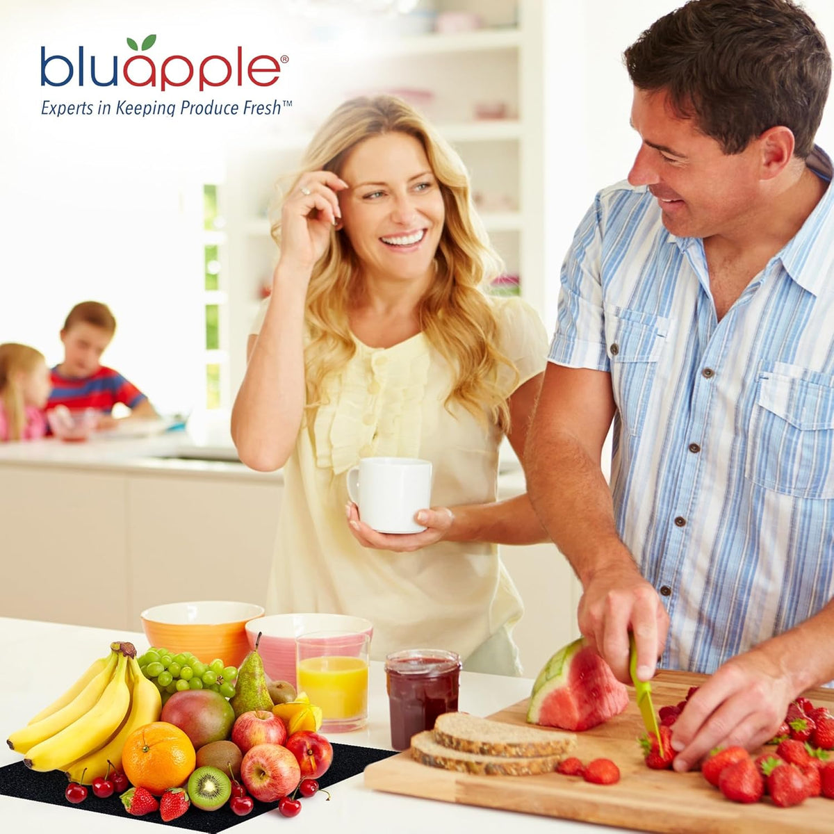 Bluapple FreshMats, Refrigerator Bin Liner, Fridge Drawer Mats, Crisper Life Extender Liner Keeps
