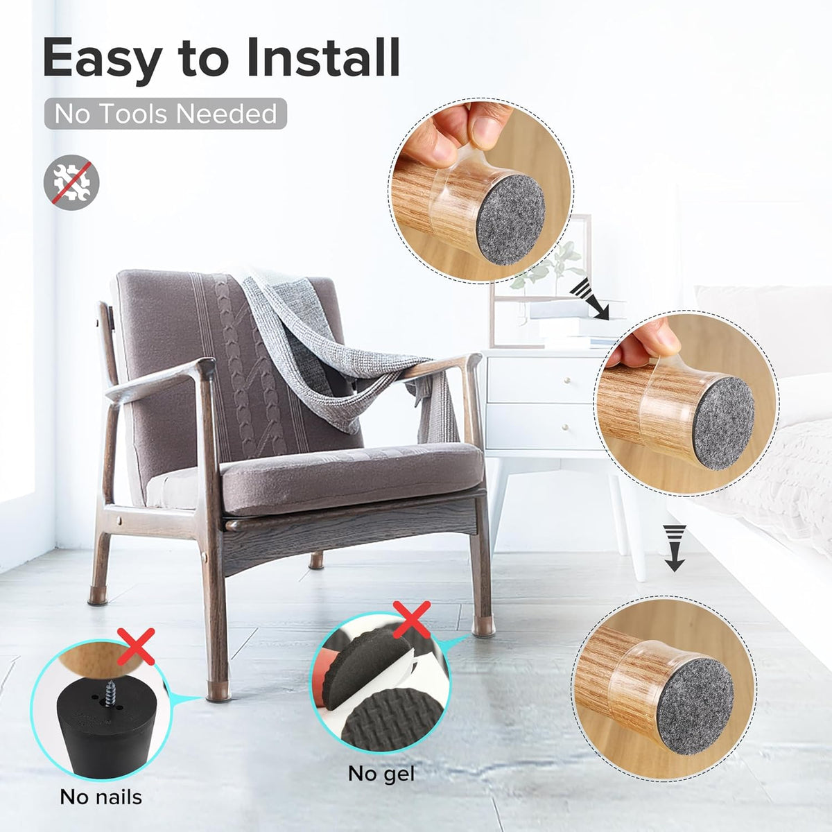 24PCS Upgraded Silicone Chair Leg Floor Protectors for Hardwood Floors, Furniture Sliders for Chair