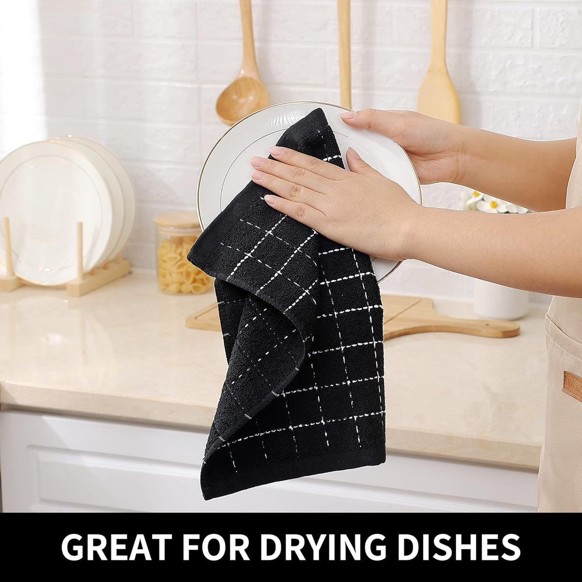 Homaxy 100% Cotton Terry Kitchen Dish Cloths, Ultra Soft and Absorbent Dish Towels for Kitchen