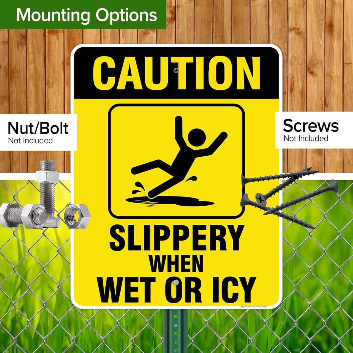 Caution Slippery When Wet Sign or ICY Sign, 24"x30" .063 Aluminum, Indoor/Outdoor Use, USA MADE By