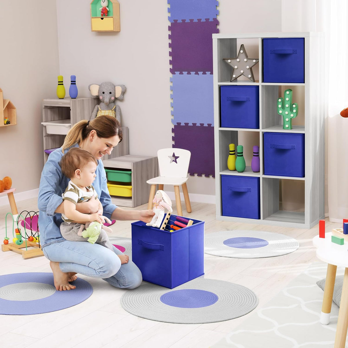 Sorbus Fabric Storage Cubes - 8 Foldable Storage Bins for Organizing Pantry, Cubbies, Toy Box