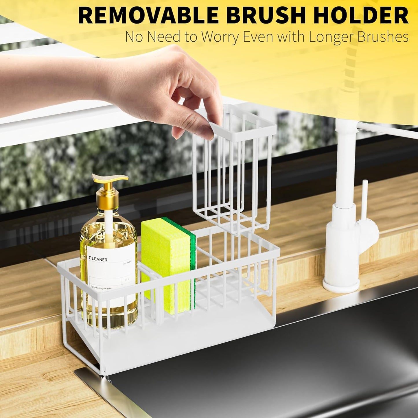 Cisily Sink Caddy Sponge Holder for Kitchen Sink, 304 Stainless Steel Rustproof, Kitchen Sink Caddy