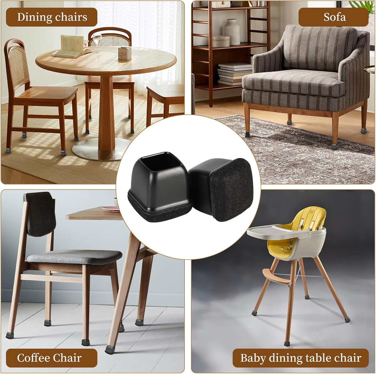 Square Chair Leg Floor Protectors Medium 24Pcs,Silicone Chair Leg Protectors for Hardwood