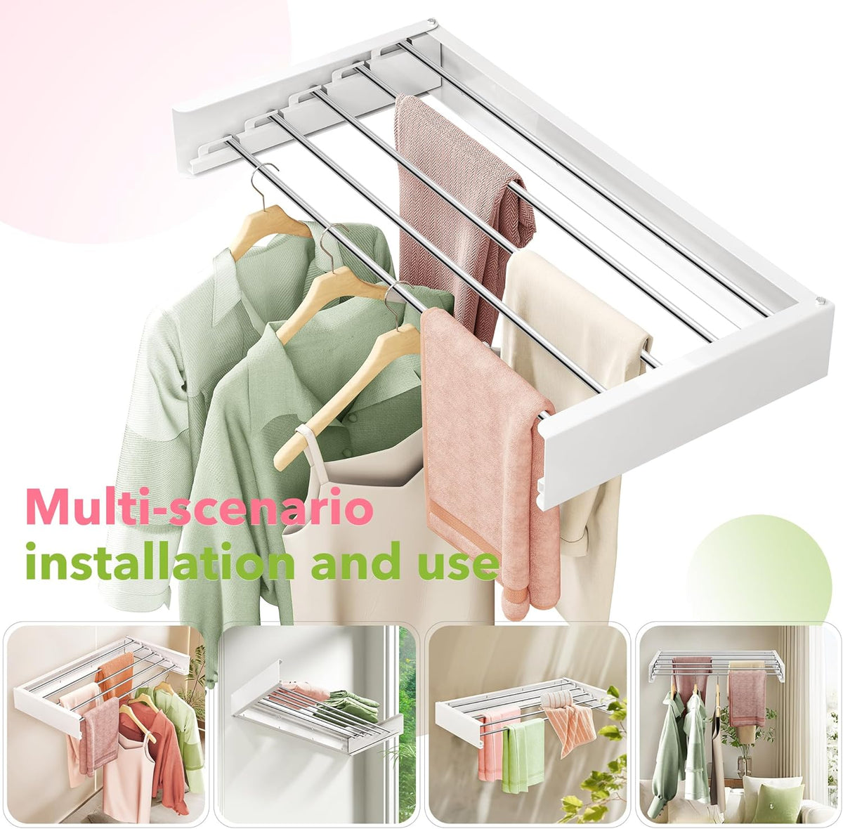 Wall Mounted Clothes Drying Rack 32 inches,Foldbale Laundry Drying Rack Wall Mount,Drying Rack