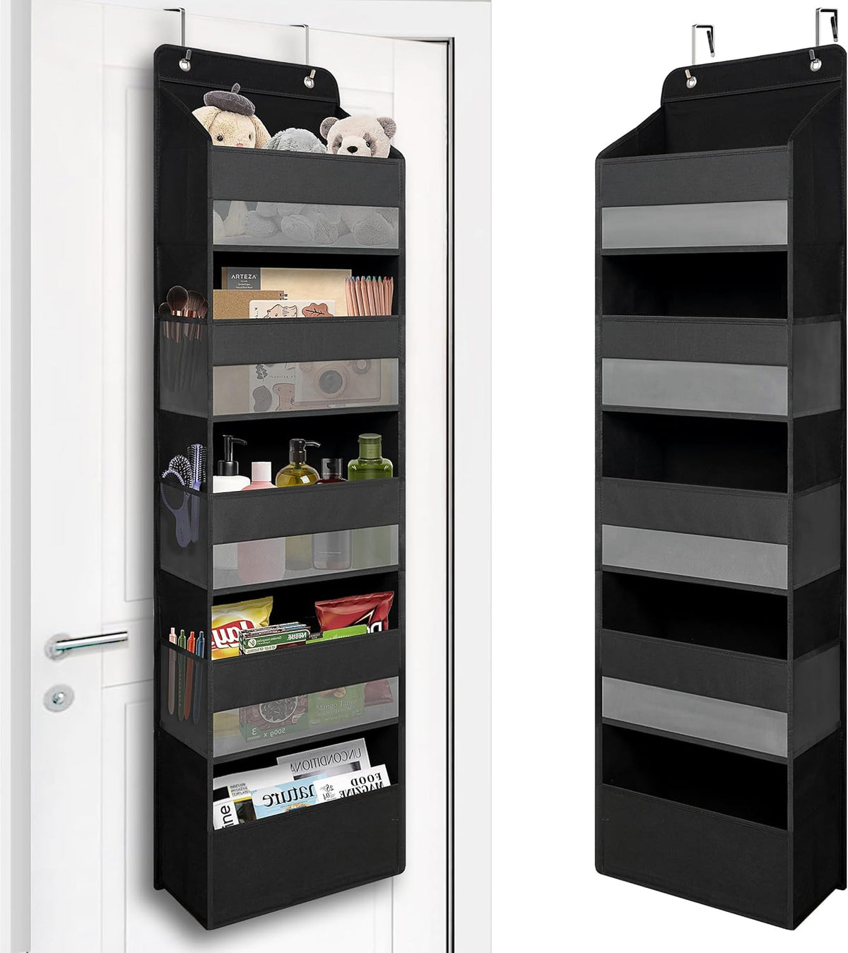 Over Door Organizer with 5 Large Pockets, Heavy Duty Hanging Organizer Storage, Closet Bathroom