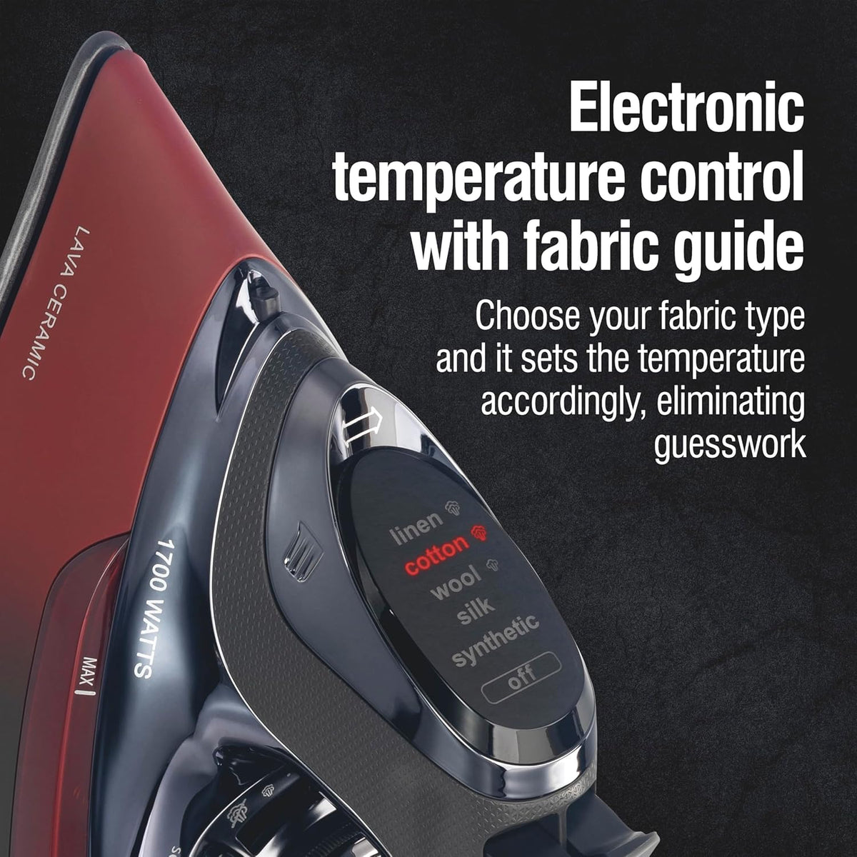 CHI Steam Iron for Clothes with 8’ Retractable Cord, 1700 Watts, 3-Way Auto Shutoff, 400+ Holes