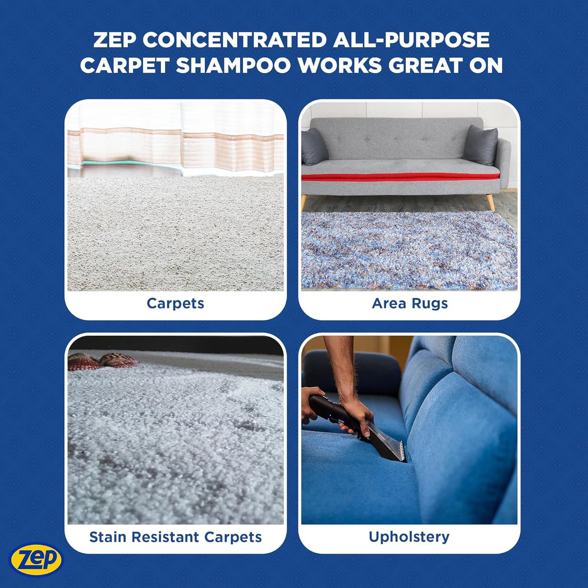 Zep All-Purpose Carpet Shampoo Concentrate Cleaner - 1 Gallon (Case of 2) ZUCEC128 - Professional
