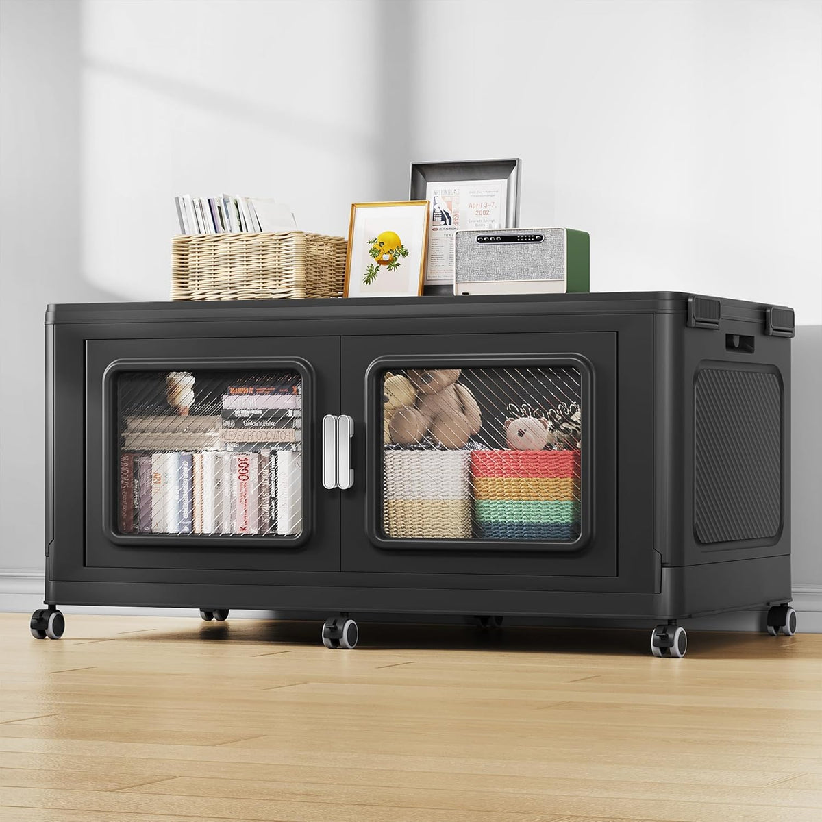 BROVIEW 300 Qt Stackable Storage Bin with Lid, 75Gal Extra Large Collapsible Storage Boxes, Folding