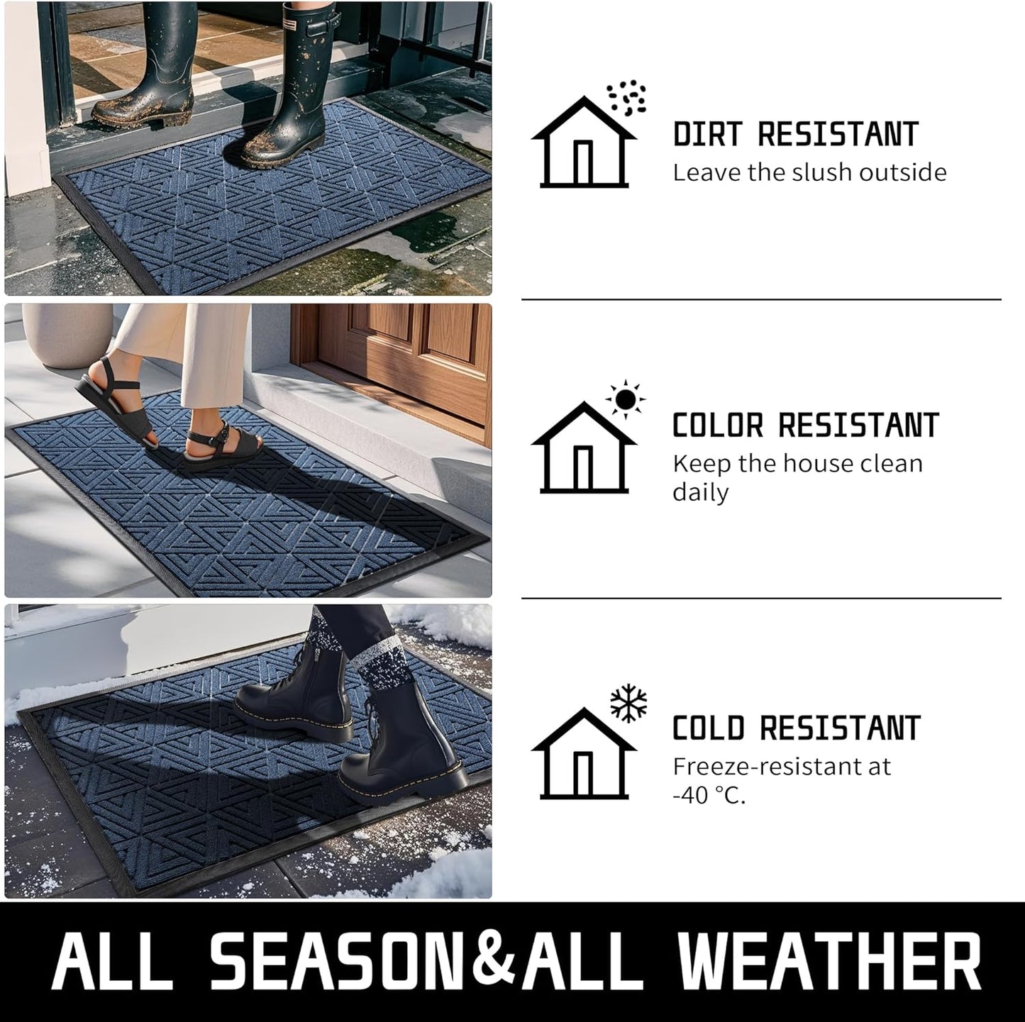 Yimobra Large Door Mat 47x32, All-Weather Waterproof Non-Slip Welcome Matt Outdoor, Heavy Duty Non