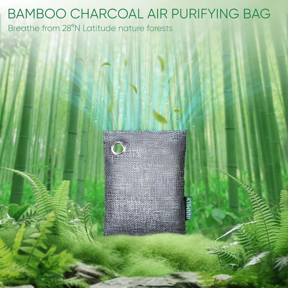 Activated Charcoal Odor Absorber, 8 Pack w Hooks Nature Odor Eliminator for Strong Odor, Bamboo