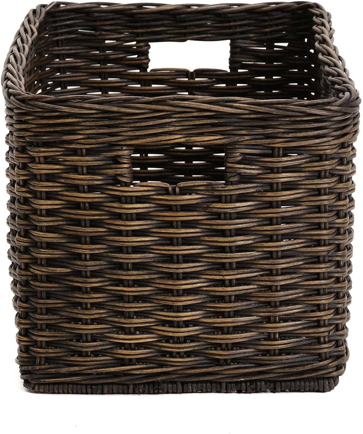 The Basket Lady Tall Rectangular Wicker Storage Basket, Large, 22.5 in L x 16 in W x 12.5 in H