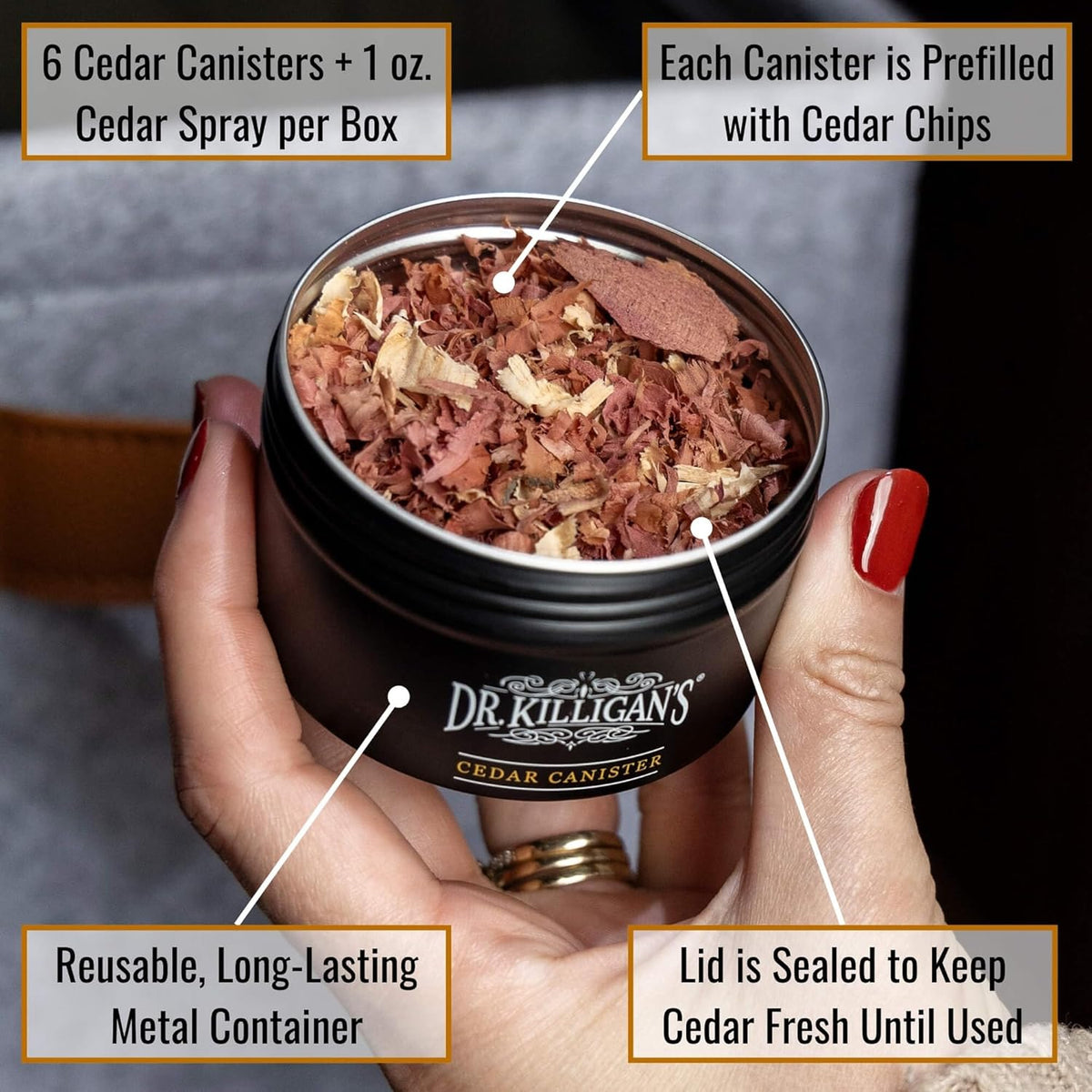 Dr. Killigan's Cedarwood Chip Canisters - Moth Repellent for Closets, Cedar Blocks for Clothes