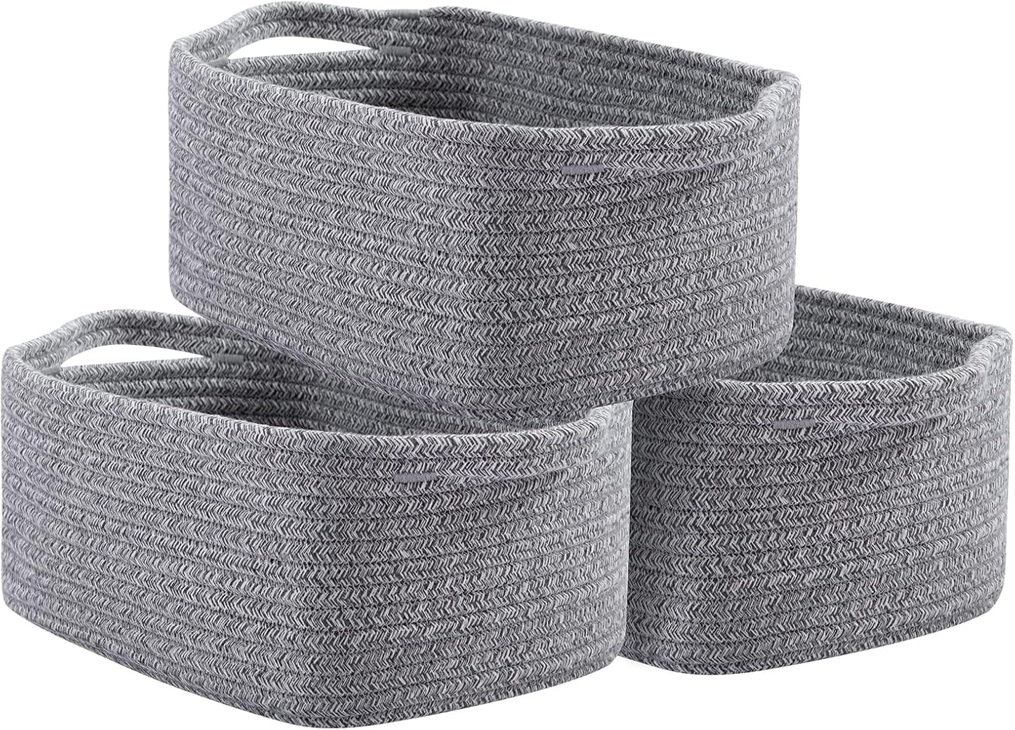 OIAHOMY Cotton Rope Baskets, Woven Baskets for Storage, Nursery Storage Baskets, Rectangle Storage