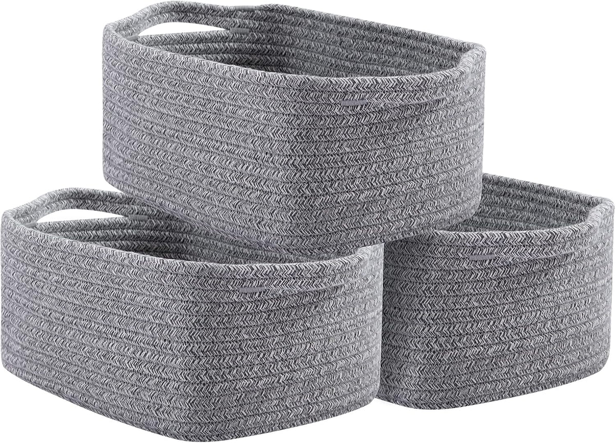 OIAHOMY Cotton Rope Baskets, Woven Baskets for Storage, Nursery Storage Baskets, Rectangle Storage