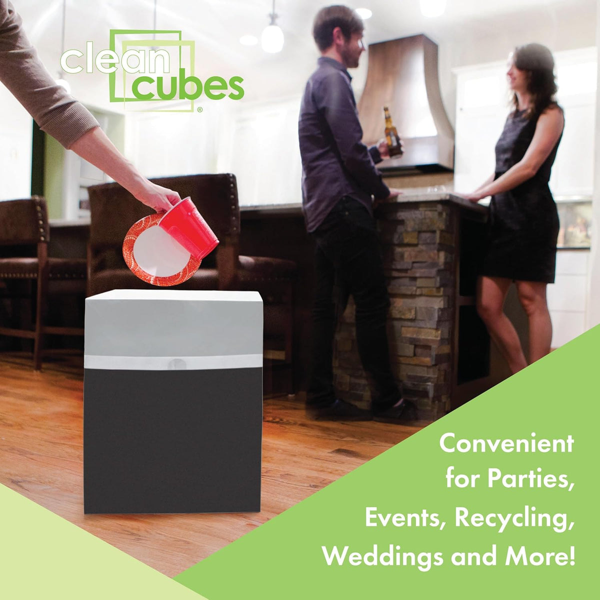 13 Gallon Disposable Trash Cans (6-Pack) with Fitted Trash Bags - Reusable Garbage and Recycling
