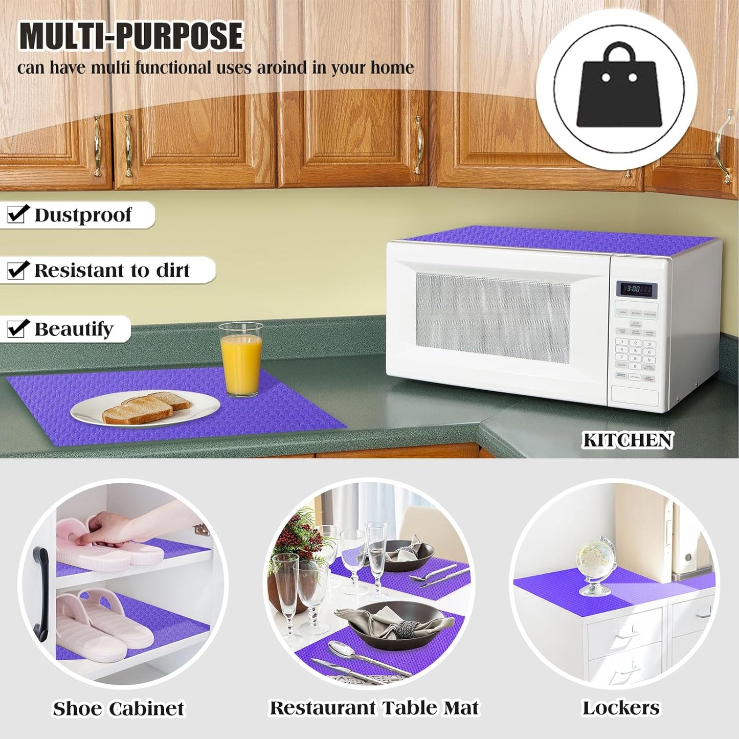 10Pcs Refrigerator Liners, Washable Fridge Liner Shelf Mats Refrigerator Pads for Cupboard Cabinet
