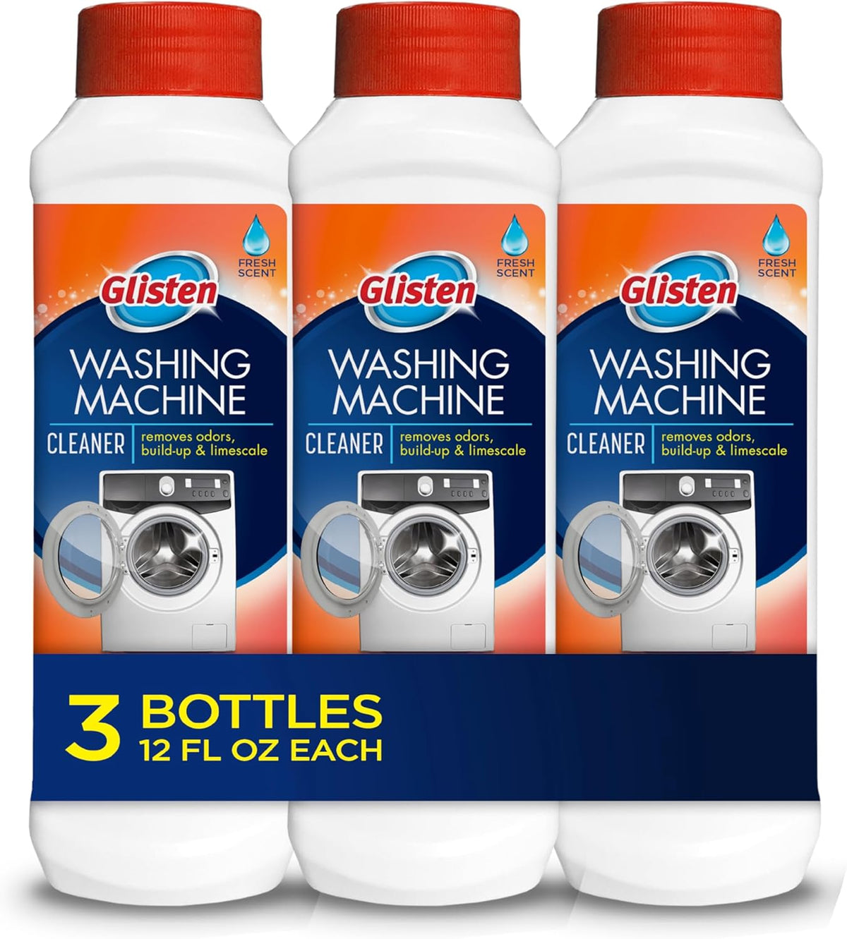 Glisten Washing Machine Cleaner, Helps Remove Odor, Buildup, and Limescale, Fresh Scent, Made in